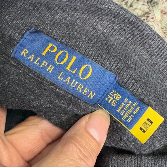 Polo Ralph Lauren Charcoal Knit Quarter Zip collared Sweater 2XL GuC - Picture 9 of 11
